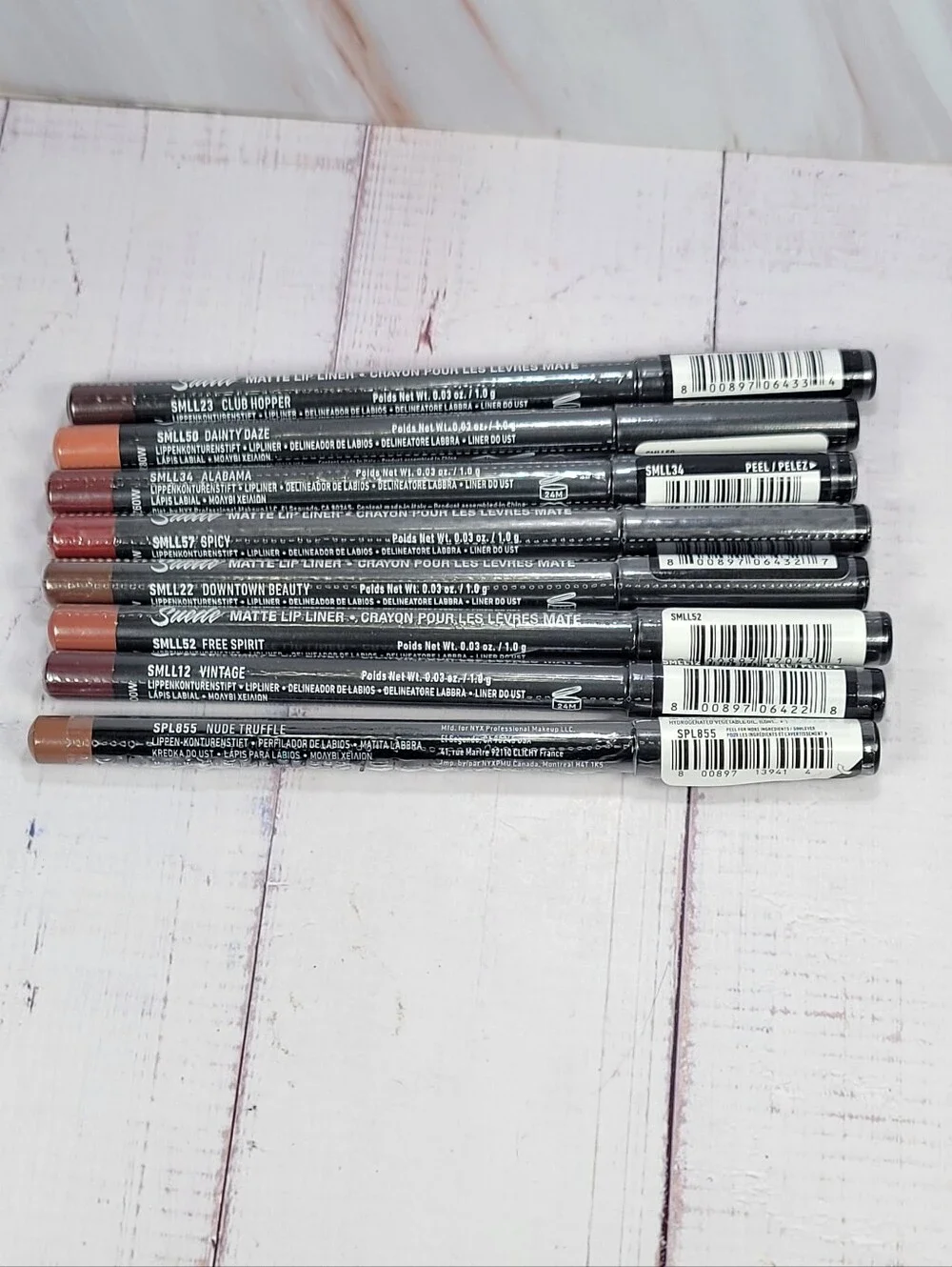 NYX 8 Piece Suede & Slim Lip Liner Bundle NEW!